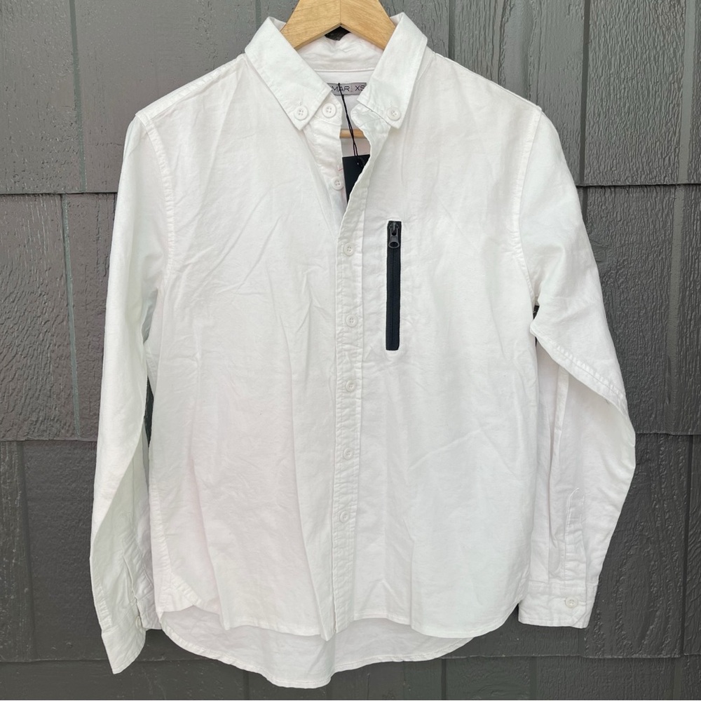 Carmar white button down with black zipper